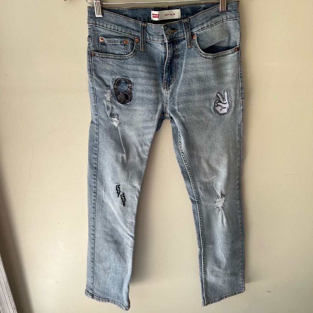 Levi’s 511 Slim Embroidered Patched Distressed Jeans
